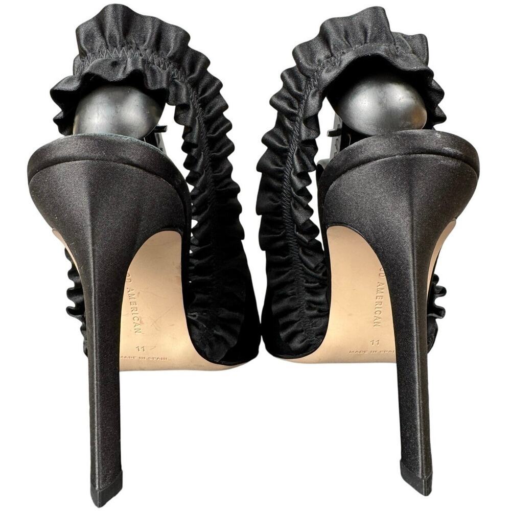 Good‎ American The Show Off Slingback Pump In Black Satin Women’s Size 11 US - Picture 4 of 8